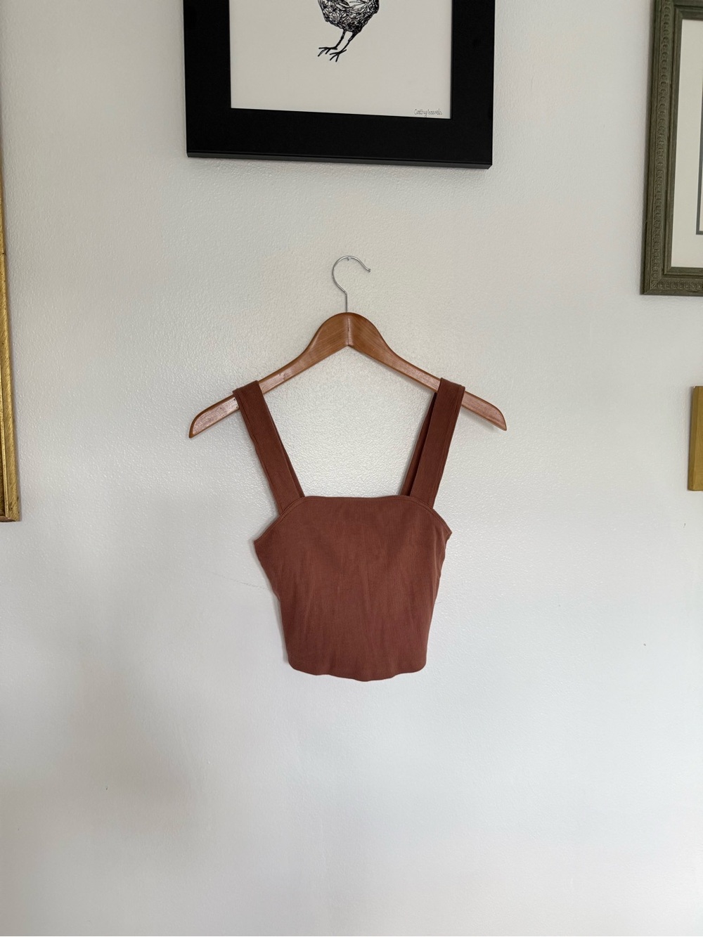 NWOT Abercrombie & Fitch Brown Square-Neck Crop Tank Sz S